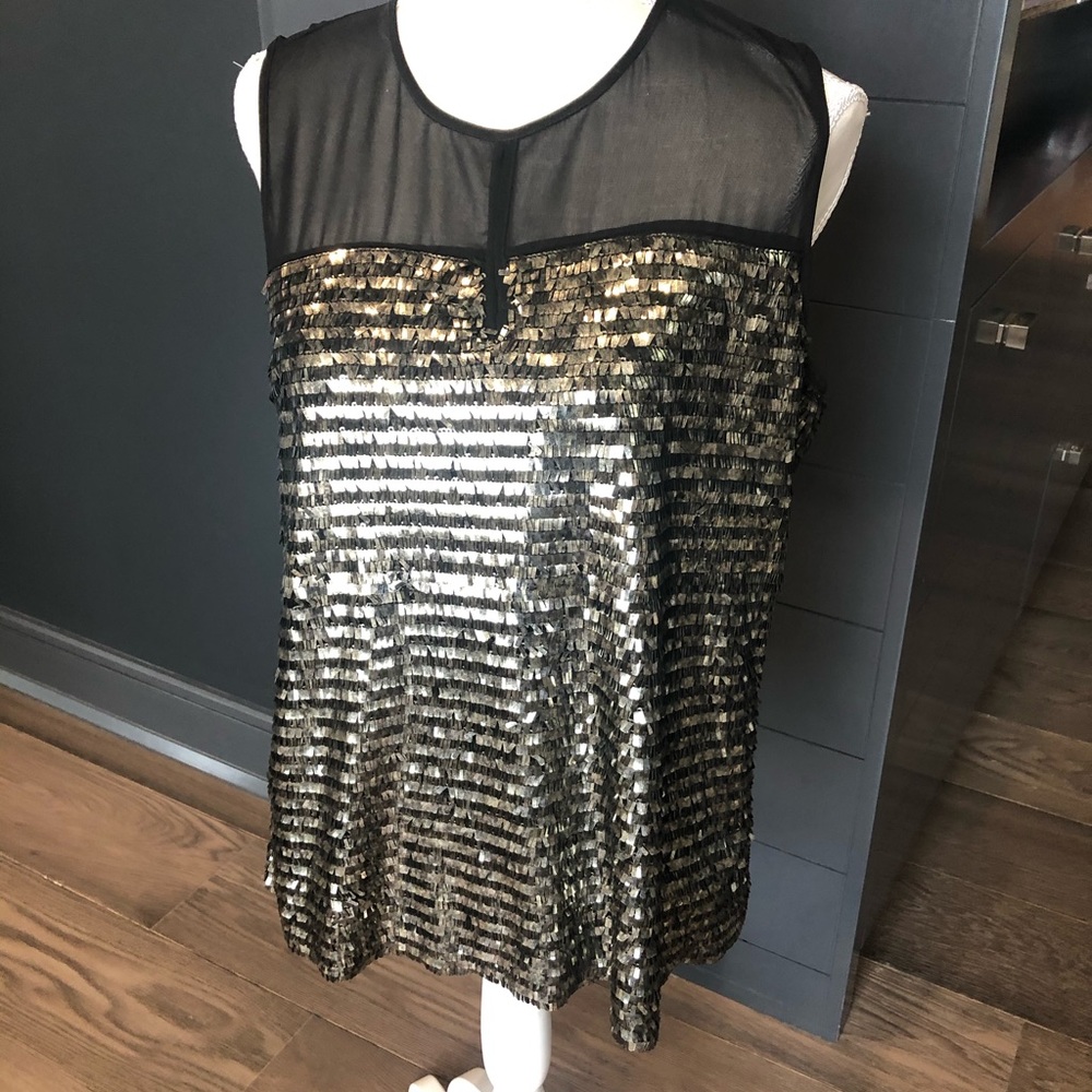 Chico’s Black Label Gold Sequin black tank  sz M & XL